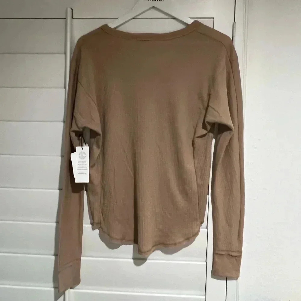 TREASURE & BOND NORDSTROM NWT Waffle Knit V Neck Long Sleeve Top Shirt - Picture 8 of 10